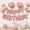 Happy Birthday Balloon Banner – Rose Gold 16” Mylar Letters & Heart Foil Balloons, Boho Neutral Party Decorations for Girls, Women & Kids